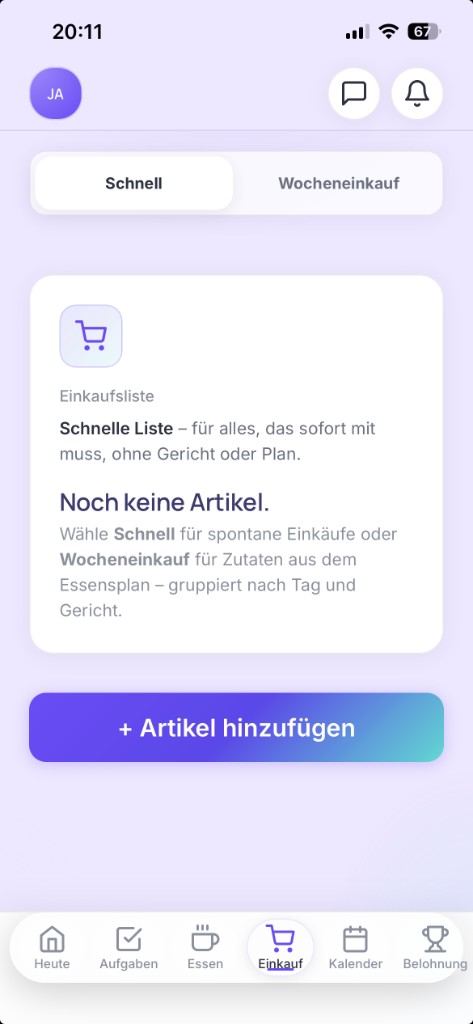 Soruna App: Einkaufsliste